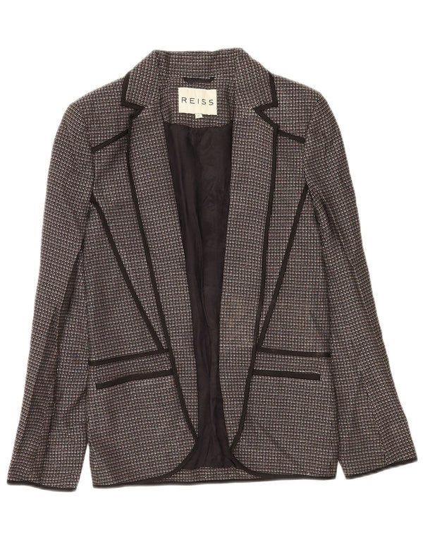 Женский открытый пиджак Reiss UK 6 XS, черный вискоза в клетку