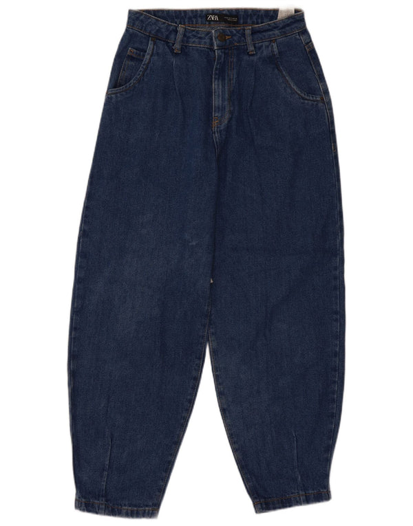 Женские зауженные джинсы с высокой талией Zara EU 36 XS W26 L27, синий хлопок