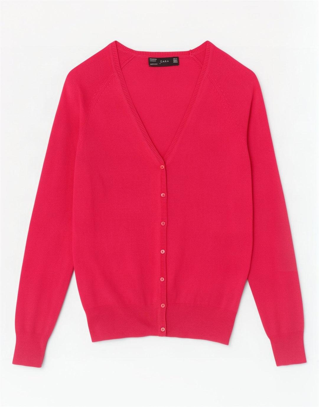 Женский кардиган Zara UK 12, хлопок среднего розового цвета