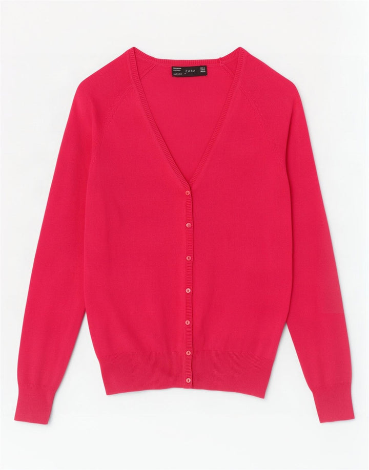 Женский кардиган Zara UK 12, хлопок среднего розового цвета