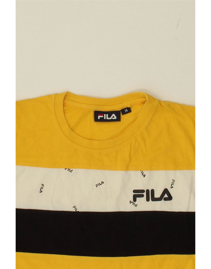 FILA Boys T-Shirt Top 13-14 Years Multicoloured Striped Cotton Vintage Fila and Second-Hand Fila from Messina Hembry 