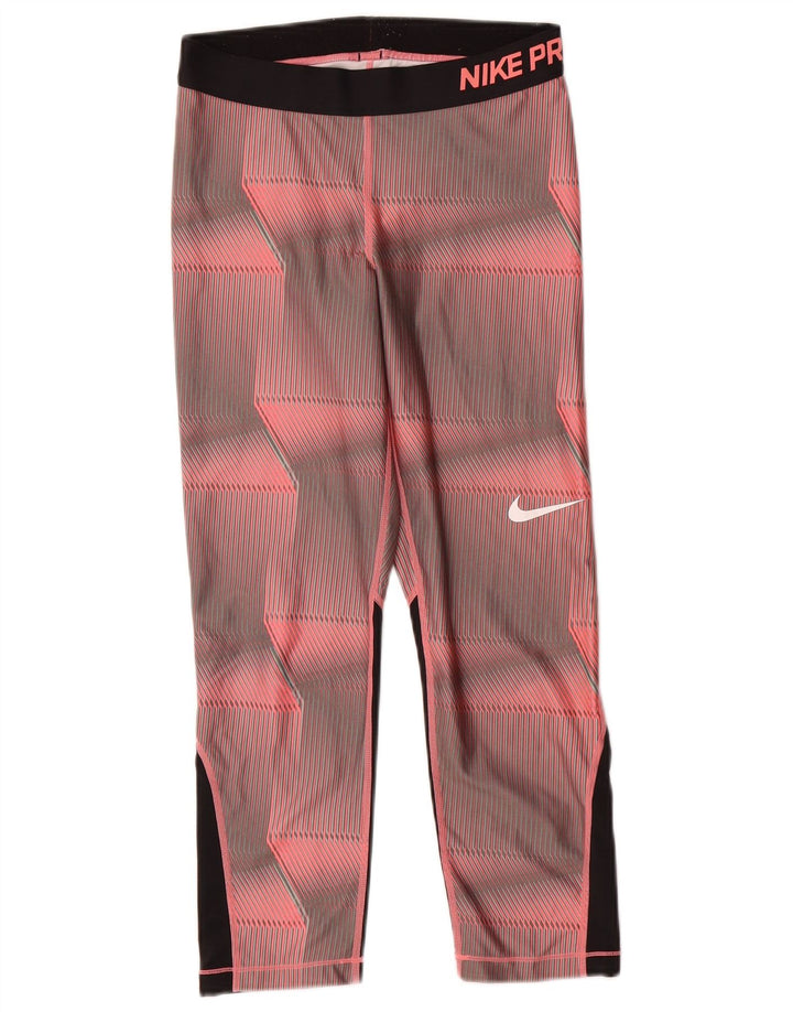 Женские леггинсы с рисунком Nike Dri Fit UK 14, средний розовый с геометрическим узором