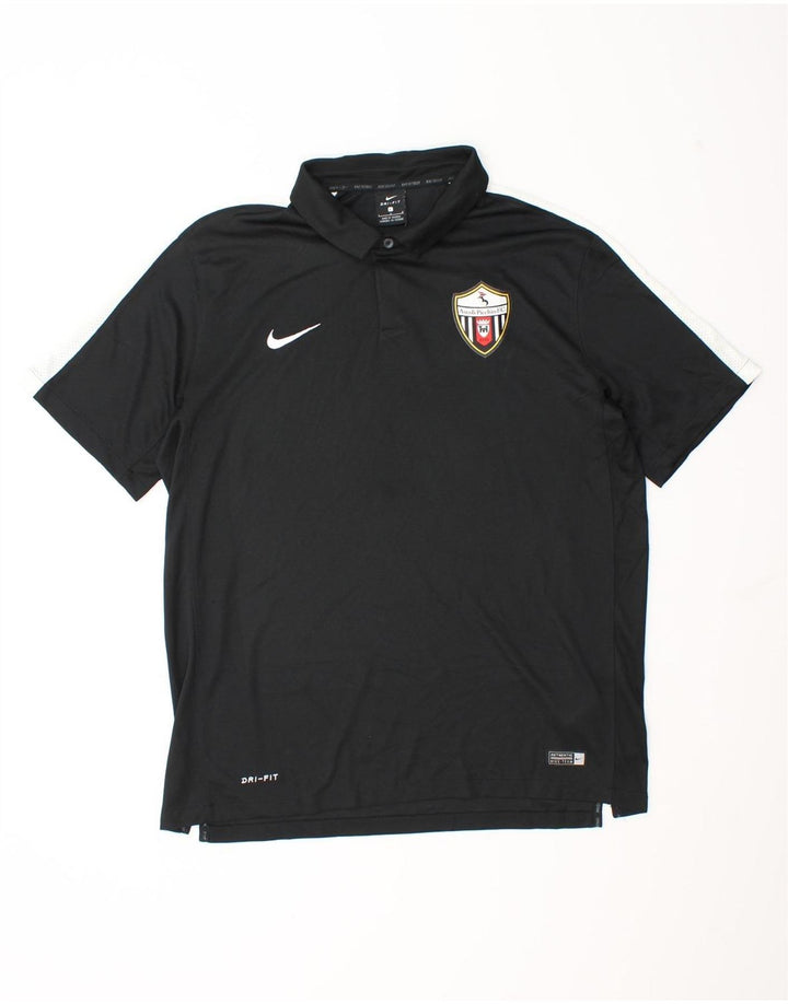 Мужская рубашка-поло с графическим рисунком Nike Dri Fit, большая черная полиэстер с цветными блоками