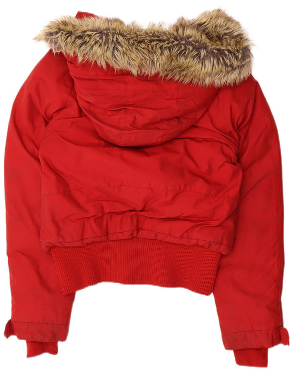 Женская утепленная куртка Woolrich с капюшоном UK 14, средний красный нейлон