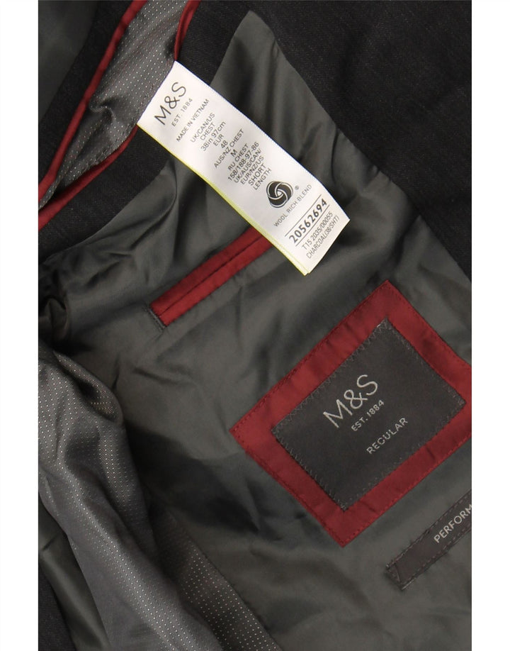 Мужской пиджак на двух пуговицах Marks & Spencer, Великобритания 38, средний серый, шерстяной