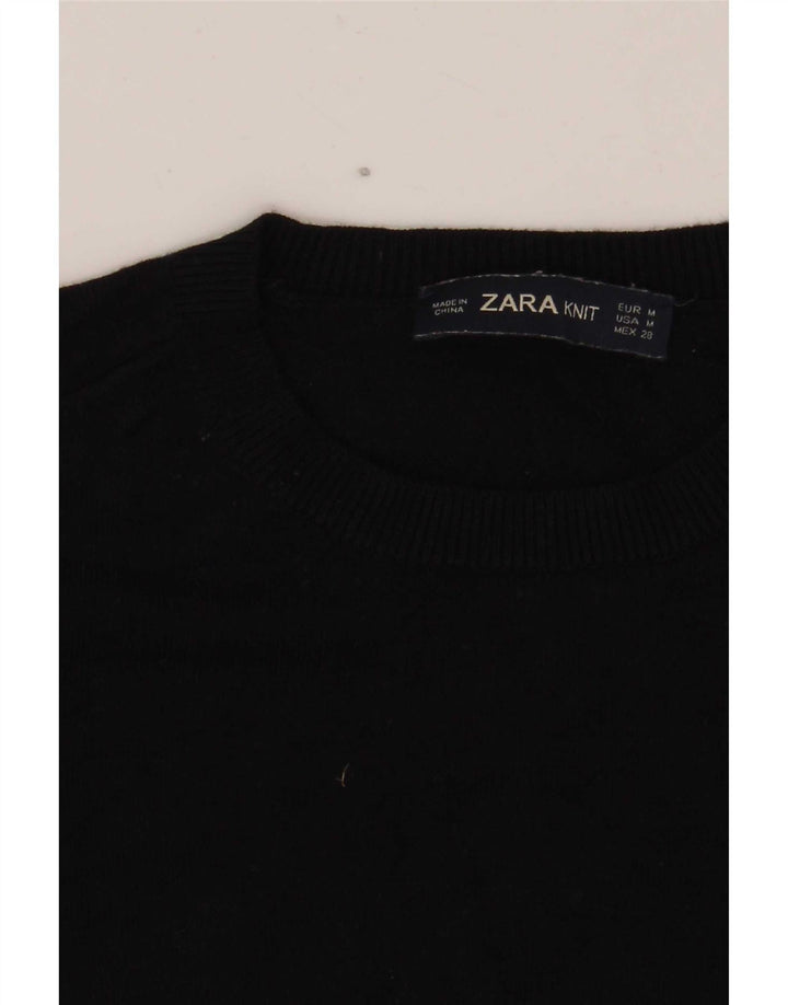 Женский джемпер с круглым вырезом Zara UK 12, средний черный