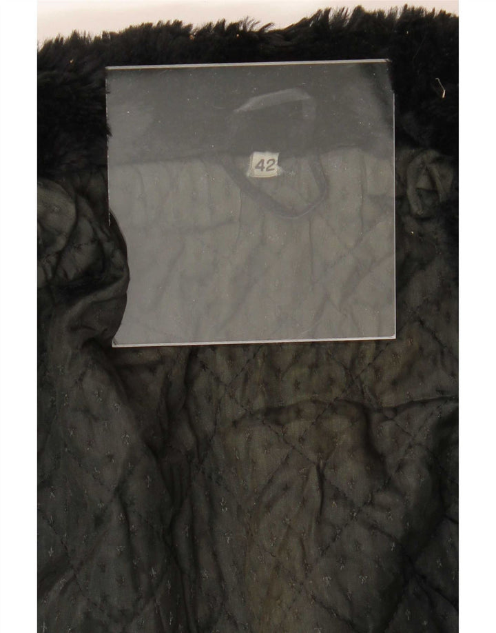Винтажная женская открытая кожаная куртка IT 42 Medium Black
