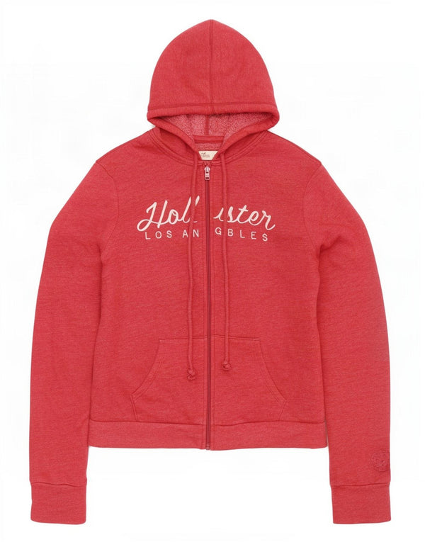 Женский свитер с капюшоном на молнии с графическим рисунком Hollister UK 16, большой красный хлопок