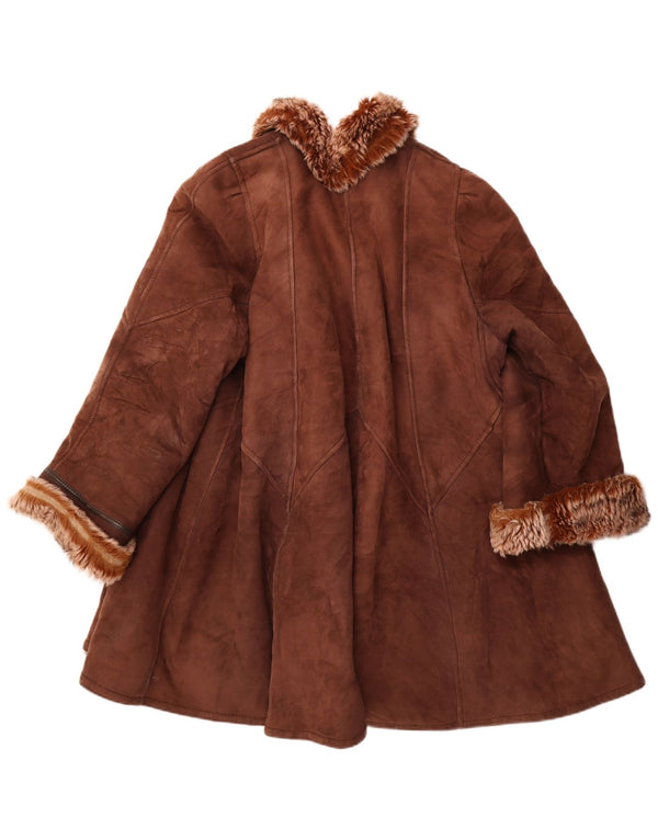 Винтажная женская дубленка UK 18 XL Коричневая