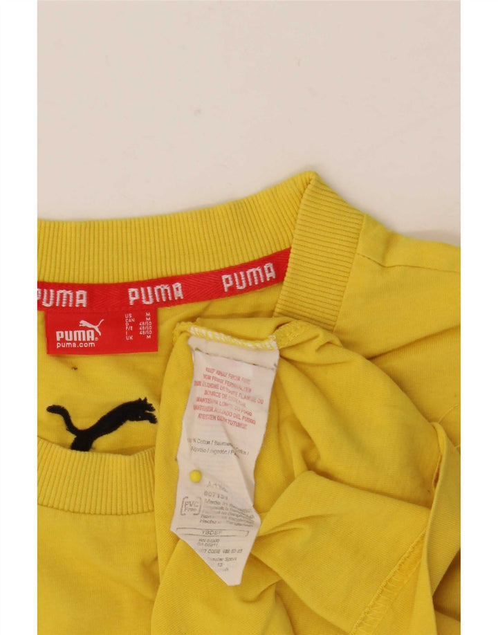 Мужская футболка с рисунком Puma, хлопковый топ среднего желтого цвета