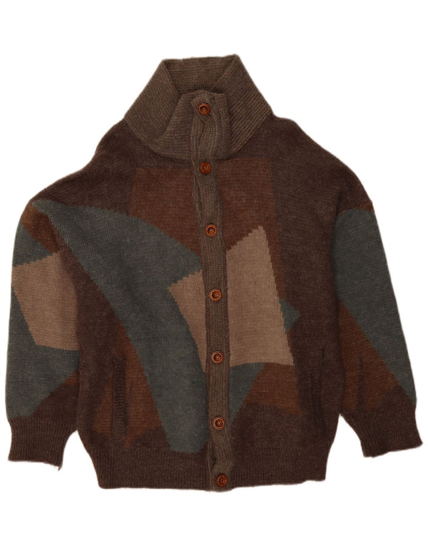 VINTAGE Женский свободный кардиган-свитер UK 18 XL Коричневый пэчворк