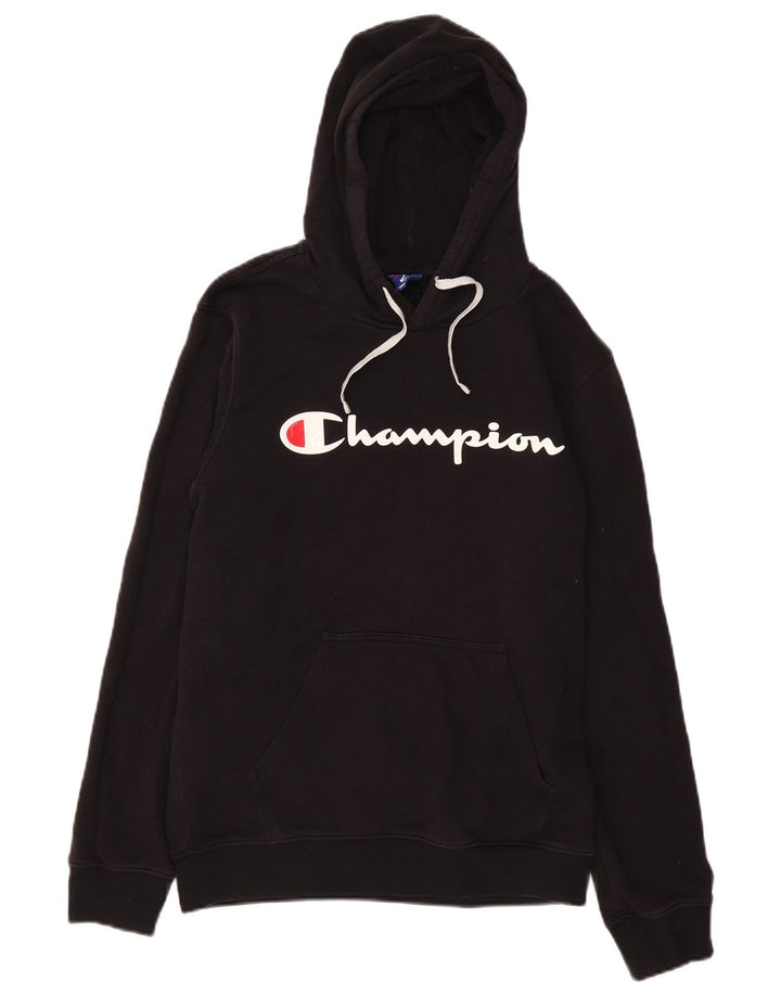 Мужской джемпер с капюшоном Champion, черный, хлопковый, среднего размера