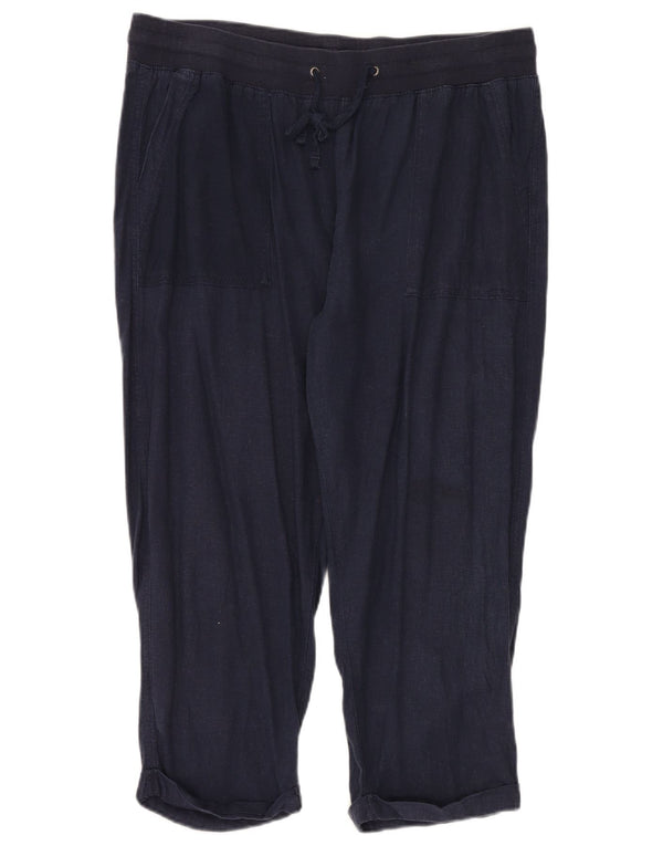 Женские укороченные брюки M&Co UK 18 XL W38 L24 Темно-синие льняные