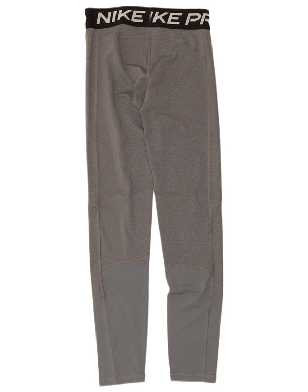 Леггинсы NIKE для девочек Dri Fit с рисунком, 13–14 лет, XL, серые с цветными блоками