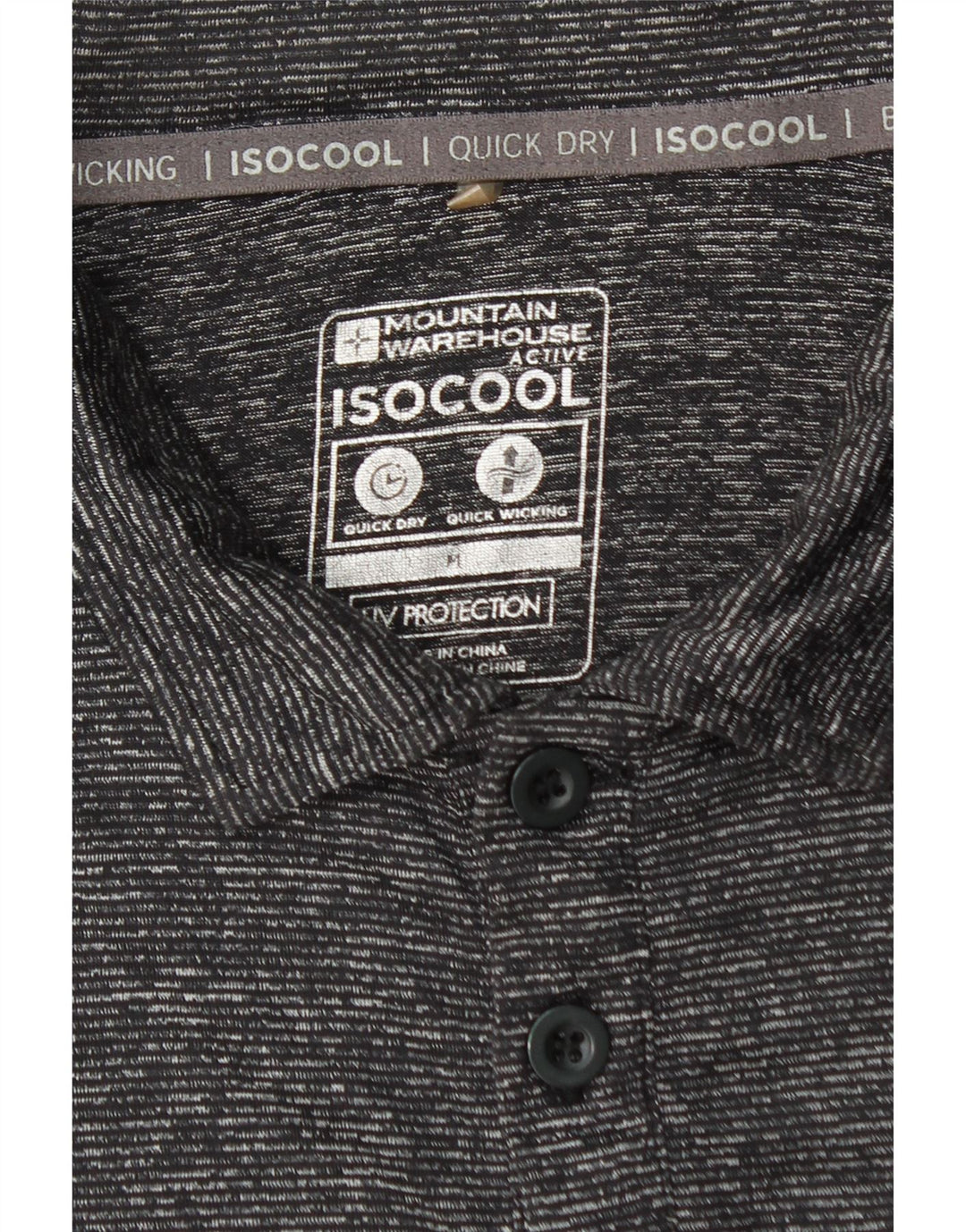 MOUNTAIN WAREHOUSE Mens Polo Shirt Medium Grey Pinstripe Polyamide