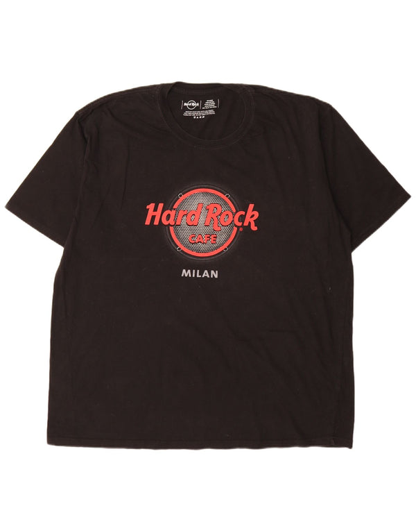 Мужская футболка с рисунком Hard Rock Cafe Milan, черный хлопок, топ 2XL