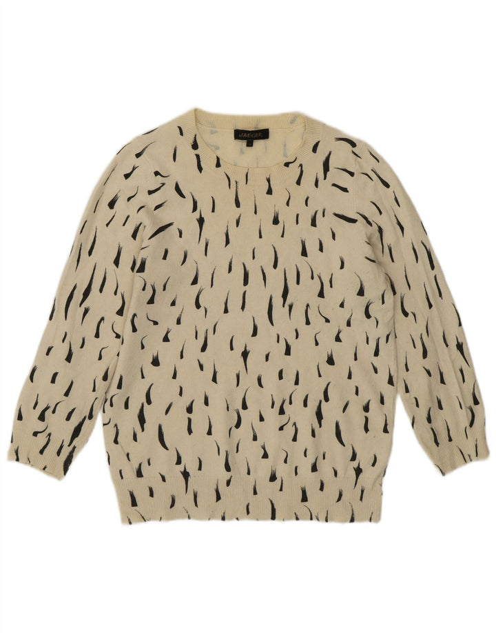 Женский джемпер Jaeger с круглым вырезом, Великобритания, 8, маленький, хлопковый, с белыми пятнами