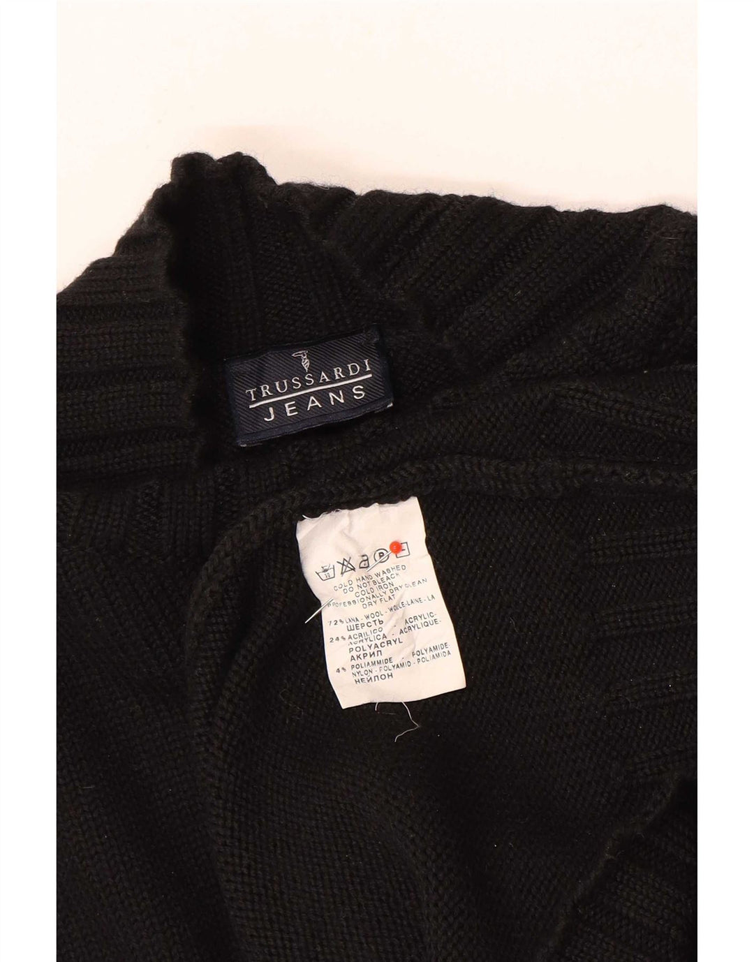 Мужской джемпер Trussardi Jeans с высоким воротником, большой черный шерстяной свитер