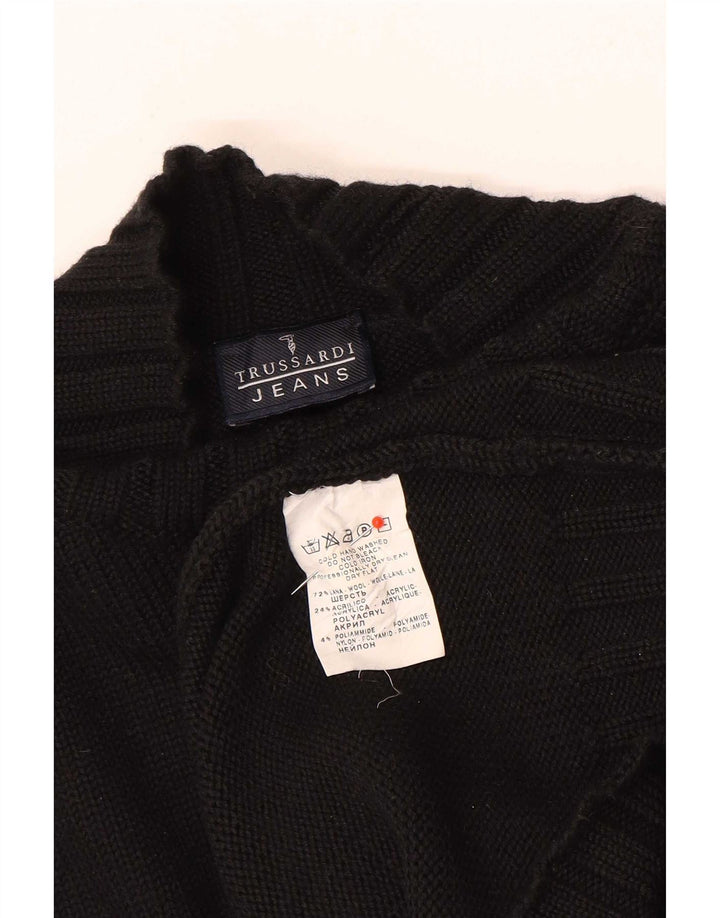 Мужской джемпер Trussardi Jeans с высоким воротником, большой черный шерстяной свитер