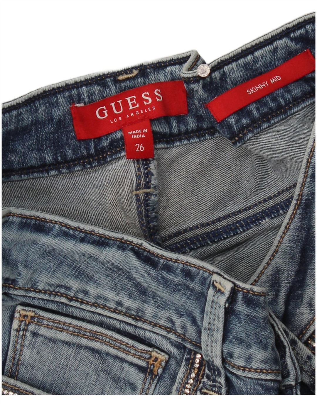 Женские джинсовые шорты скинни Guess со средней посадкой W26, маленькие синие