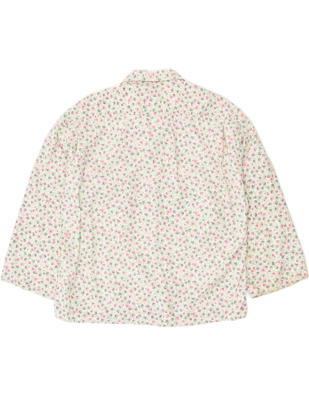 STEFANEL Womens 3/4 Sleeve Shirt UK 18 XL Off White Floral | Vintage Stefanel | Thrift | Second-Hand Stefanel | Used Clothing | Messina Hembry 
