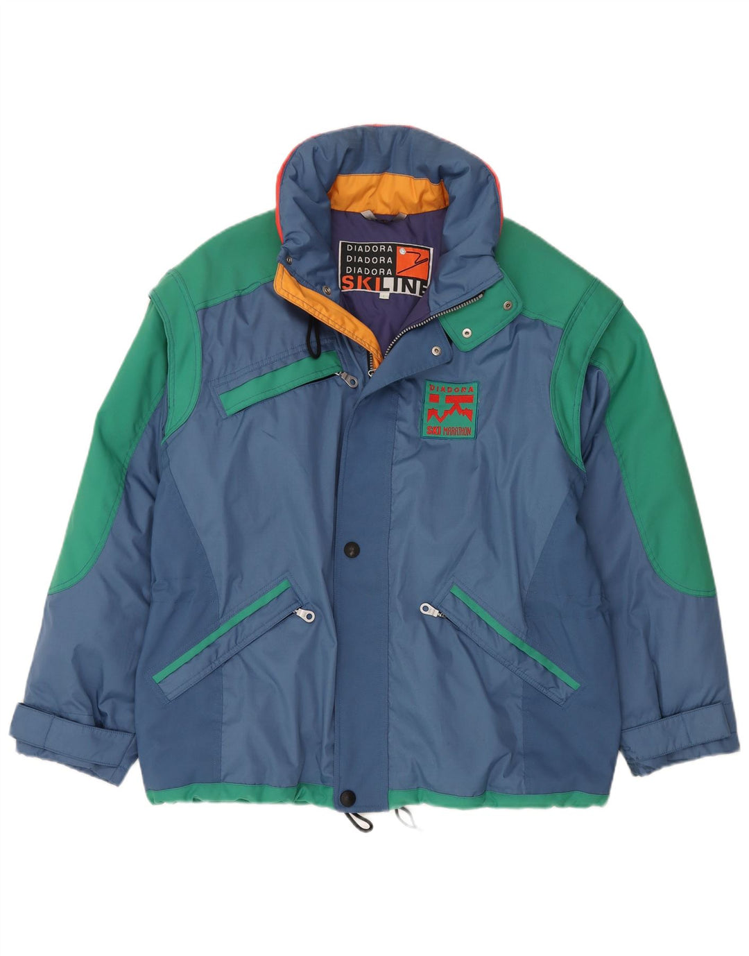 Мужская лыжная куртка DIADORA UK 40, большая синяя, полиэстер с цветными блоками