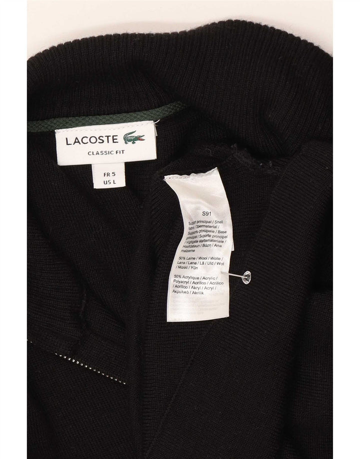 Мужской кардиган классического кроя Lacoste, размер 5, большой, черный, шерстяной