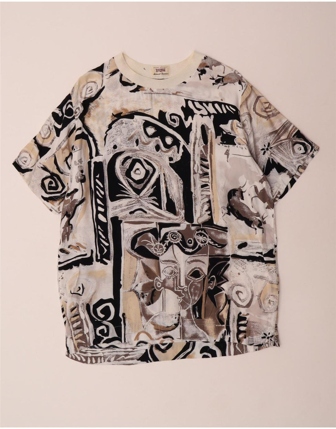 Женская удлиненная футболка с рисунком Sisley Top IT 44, средний бежевый, вискоза