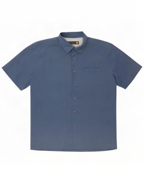 Quiksilver Мужская рубашка с коротким рукавом, большая синяя клетка, полиакрил