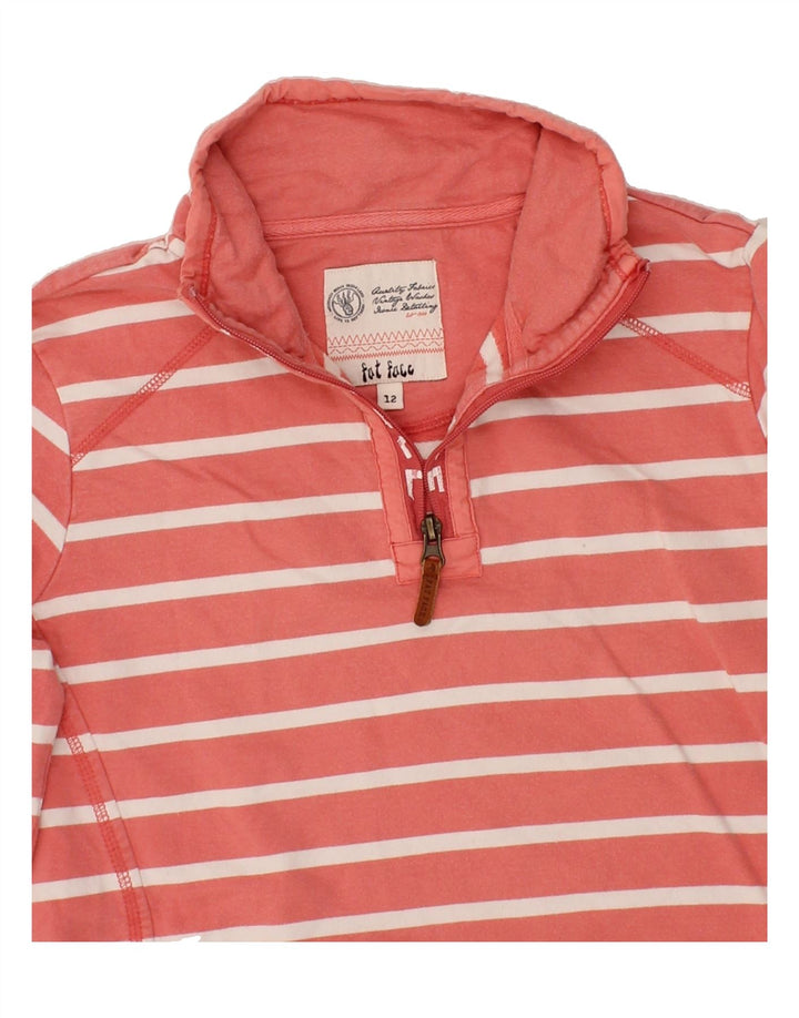 FAT FACE Womens Graphic Sweatshirt Jumper UK 12 Medium  Pink Striped Vintage Fat Face and Second-Hand Fat Face from Messina Hembry 