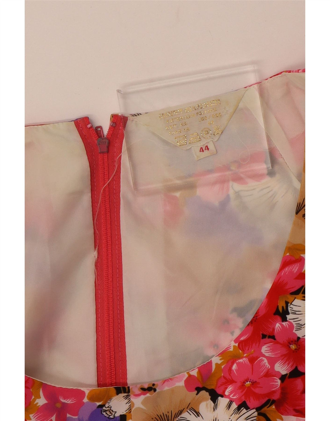 ВИНТАЖНОЕ женское платье А-силуэта без рукавов IT 44, средний разноцветный цветочный принт