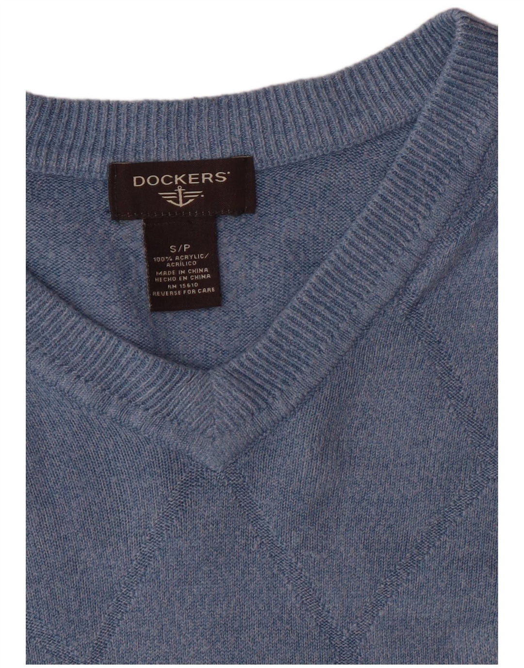Мужской джемпер Dockers с v-образным вырезом, маленький синий аргайл/ромб, акрил