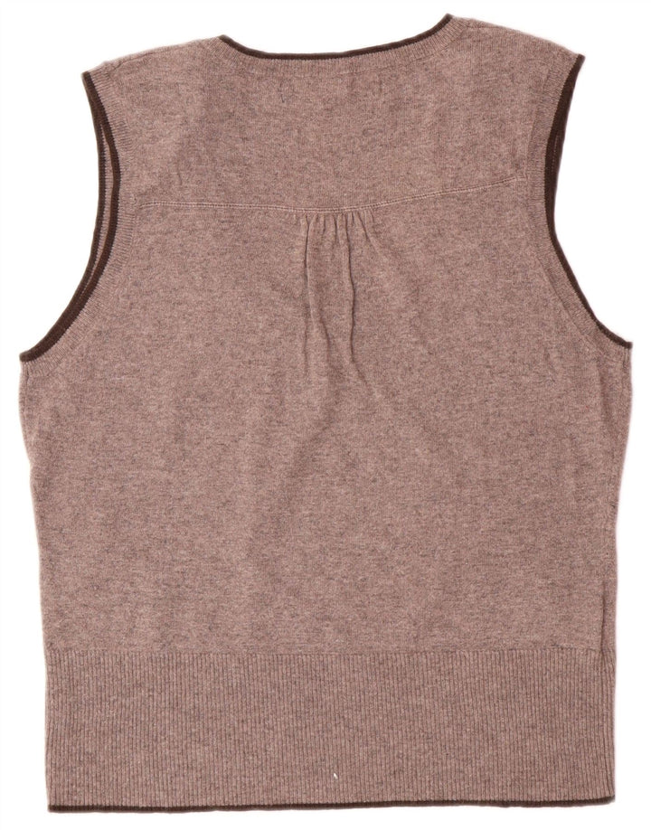 LAURA ASHLEY Женская майка без рукавов UK 14, большая коричневая вискоза с узором аргайл/бриллиант