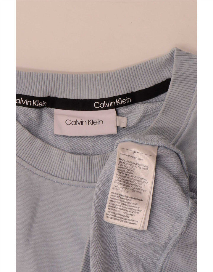 Мужской свитер с рисунком Calvin Klein, большой синий хлопковый джемпер
