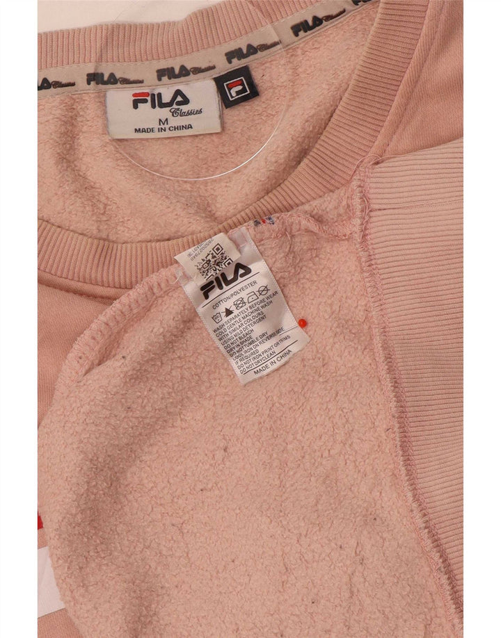 Мужской свитшот с рисунком Fila, хлопковый джемпер среднего розового цвета