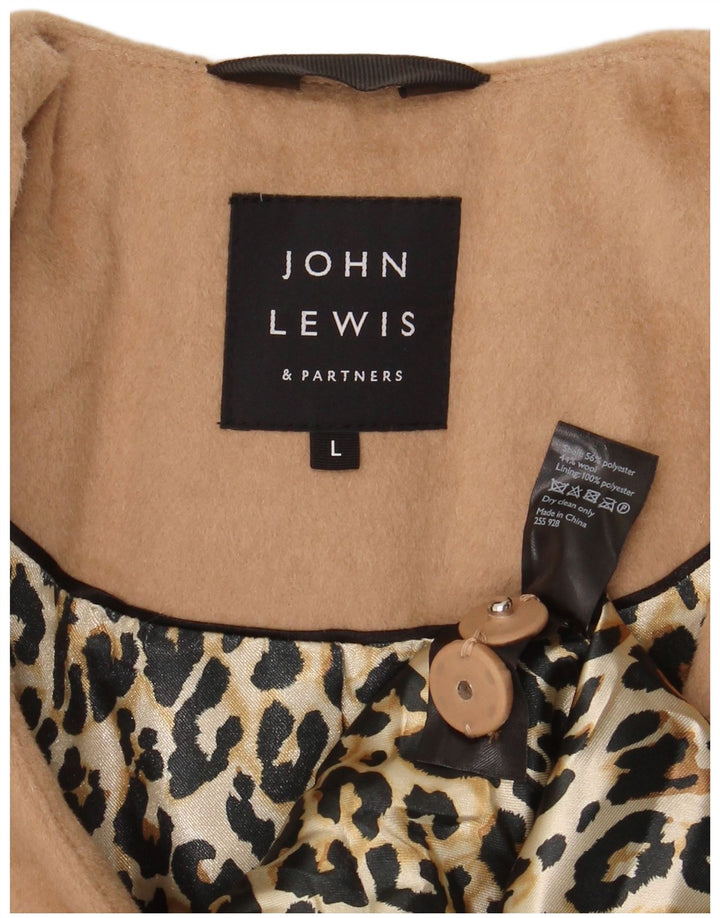 Женское двубортное пальто John Lewis с рукавом 3/4, Великобритания 16, большое бежевое