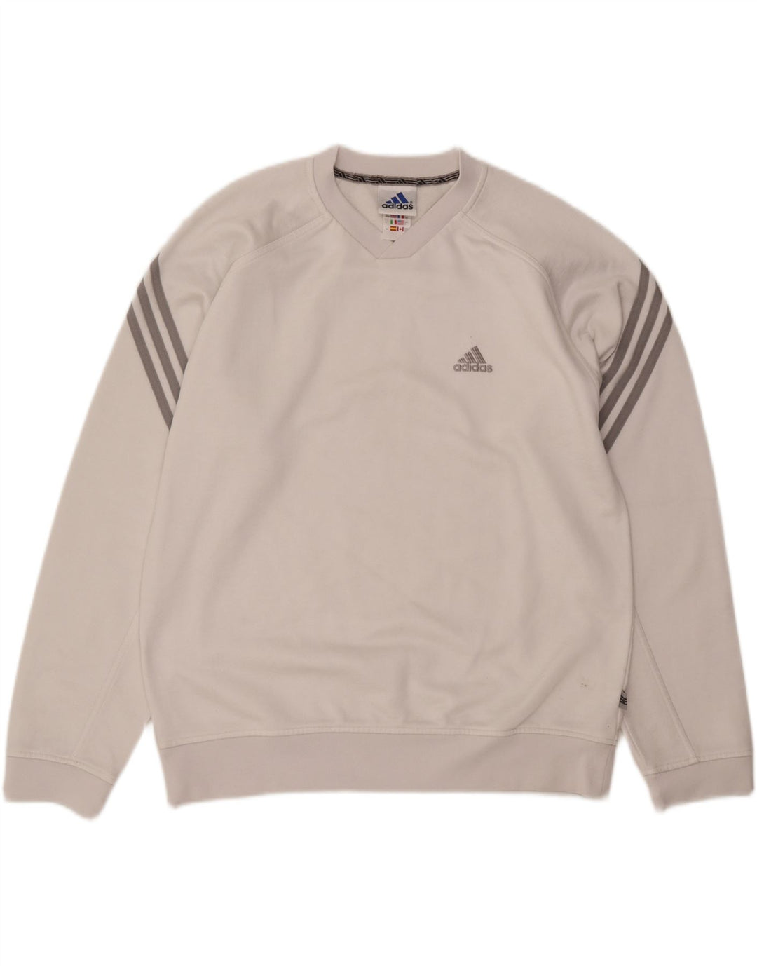 Мужской джемпер свободного покроя ADIDAS UK 36/38, маленький белый полиэстер
