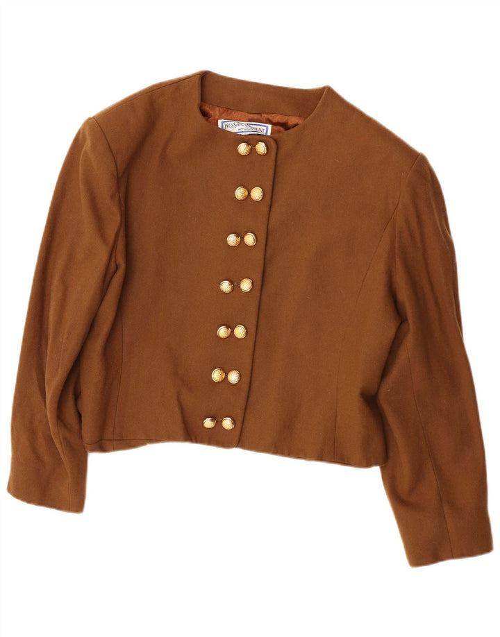 Yves Saint Laurent Женский укороченный пиджак IT 46 Большой Коричневый Классический