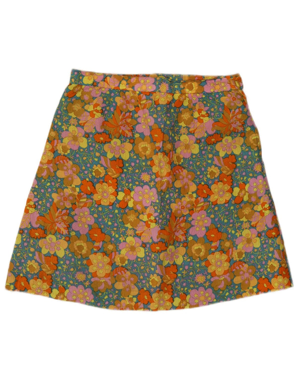 Винтажная женская юбка-трапеция W26, маленькая зеленая с цветочным принтом