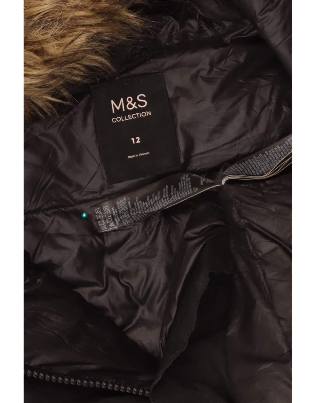 Женское пальто с капюшоном Marks & Spencer UK 12, средний черный, полиэстер