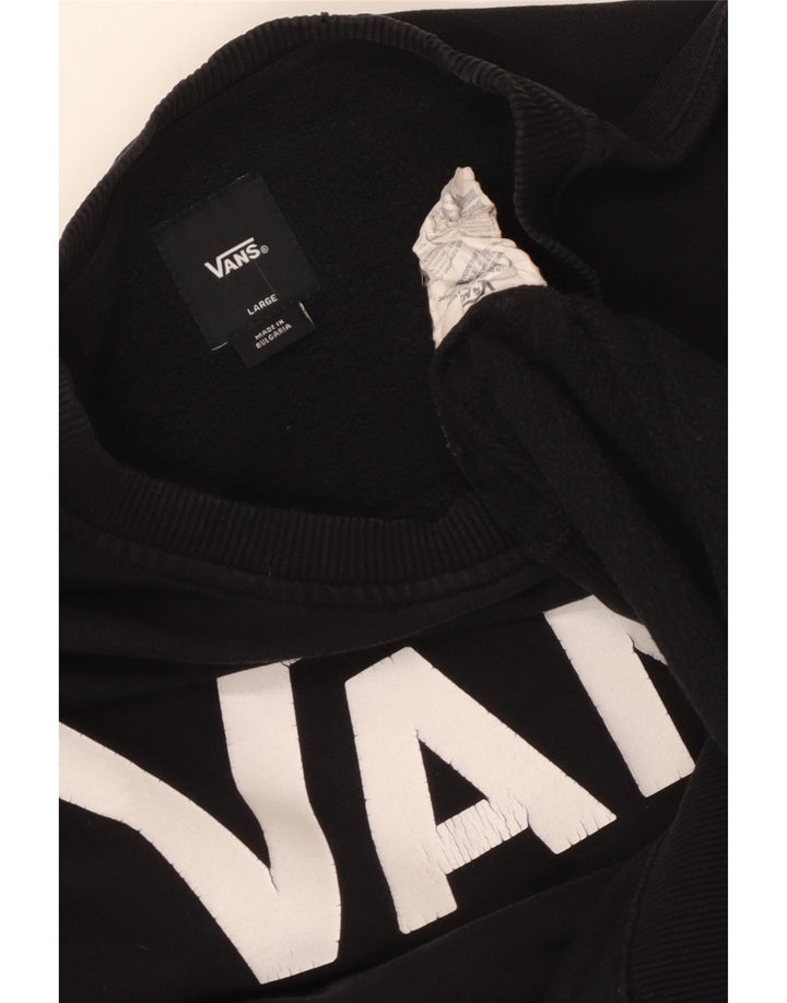 Мужской свитшот с рисунком Vans, большой черный хлопковый джемпер