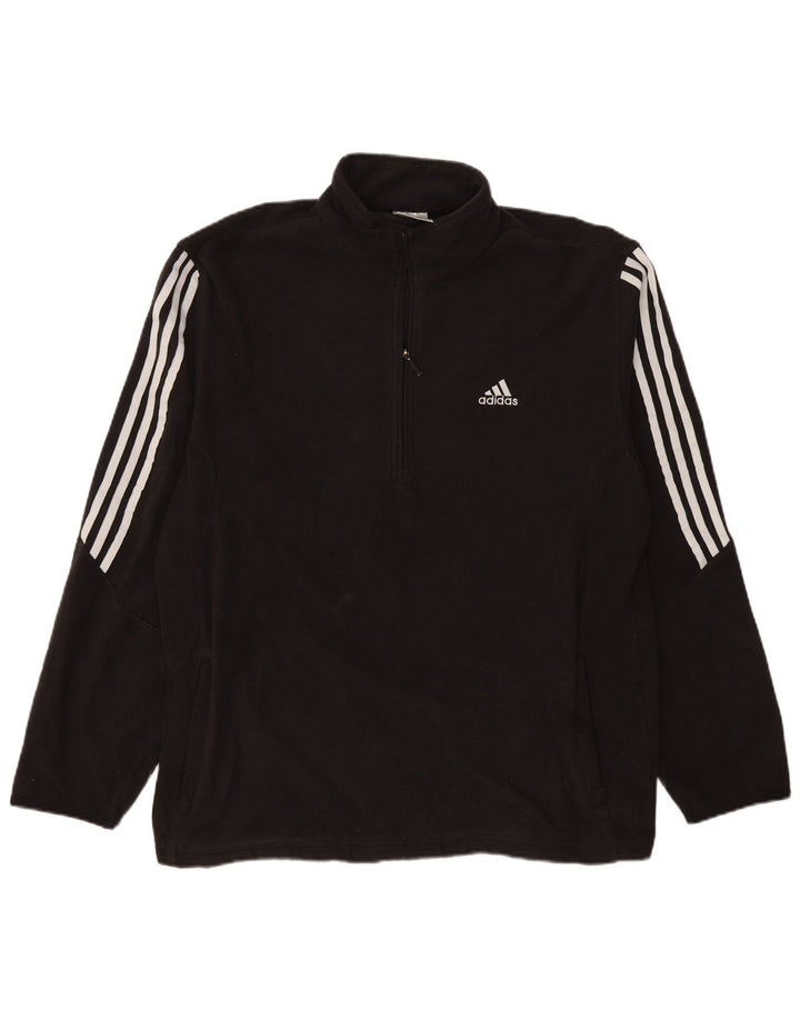 Мужской флисовый джемпер Adidas с воротником на молнии XL, черный полиэстер