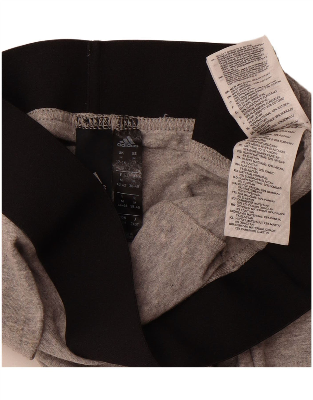 Женские леггинсы Adidas с рисунком UK 12/14, хлопок среднего серого цвета с цветными блоками