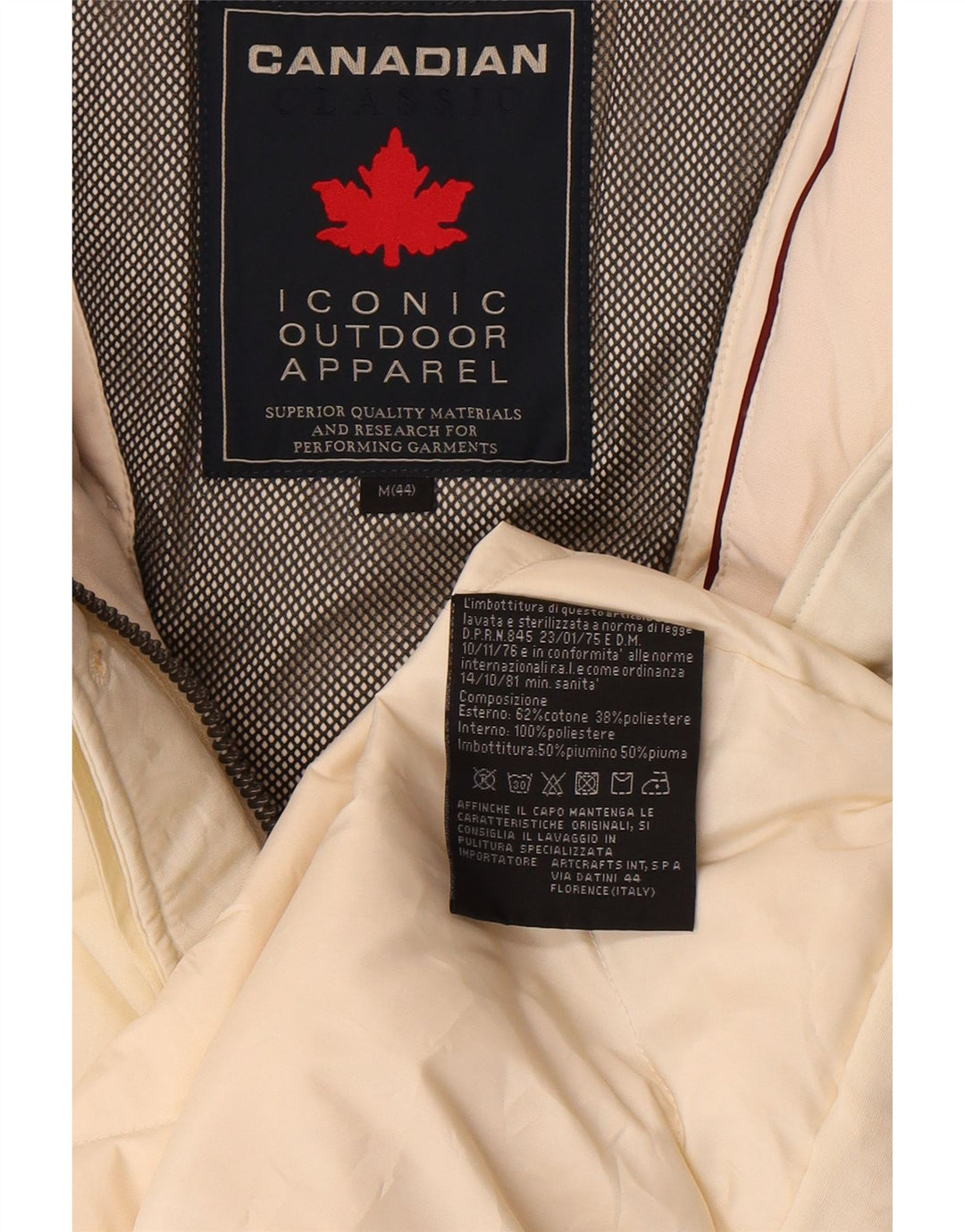 Канадское женское пуховое пальто с капюшоном IT 44 Medium Off White Cotton