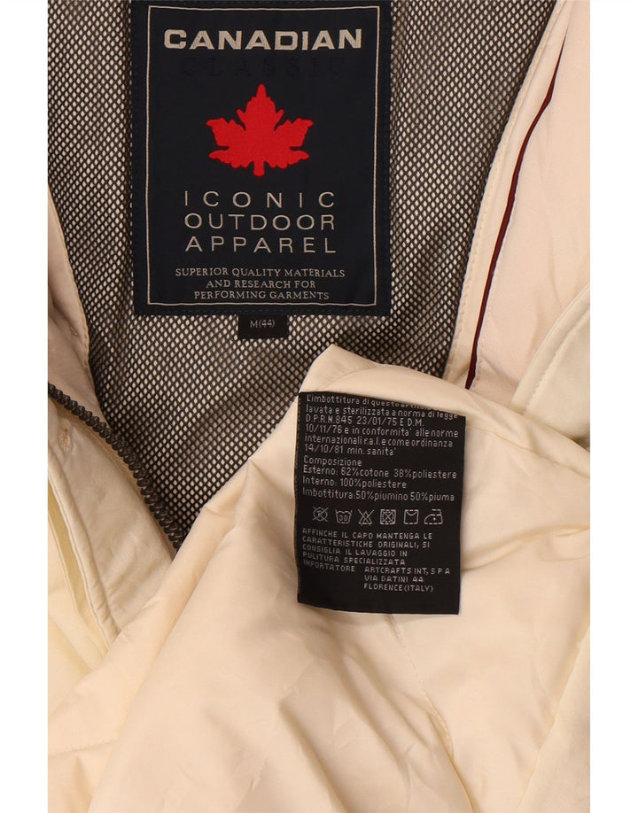 Канадское женское пуховое пальто с капюшоном IT 44 Medium Off White Cotton