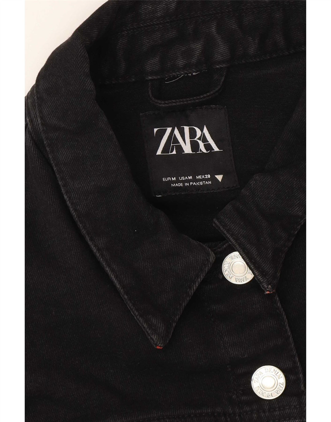 Женская укороченная джинсовая куртка оверсайз Zara UK 14, средний черный