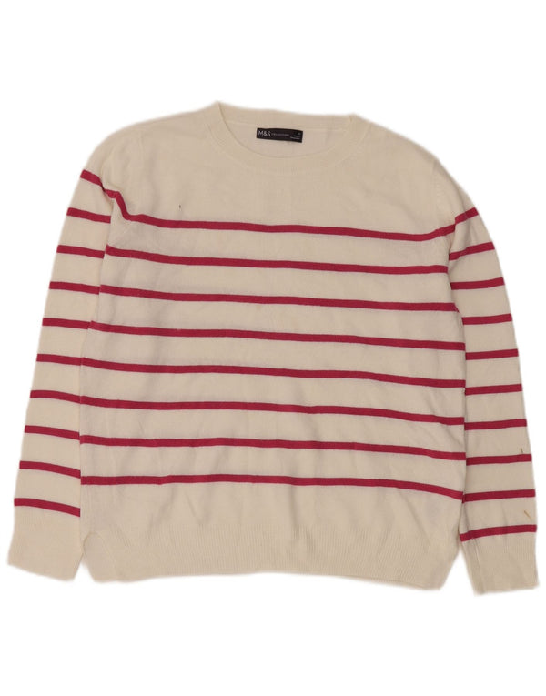 Женский джемпер с круглым вырезом Marks & Spencer, Великобритания, 10, маленький, в белую полоску