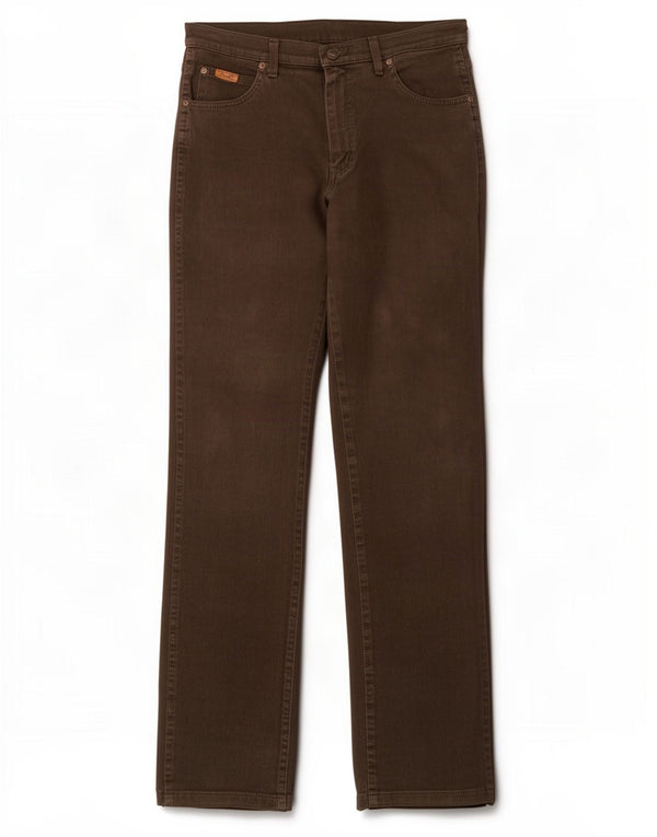 Мужские прямые джинсы Wrangler Texas Stretch W33 L36, коричневый хлопок