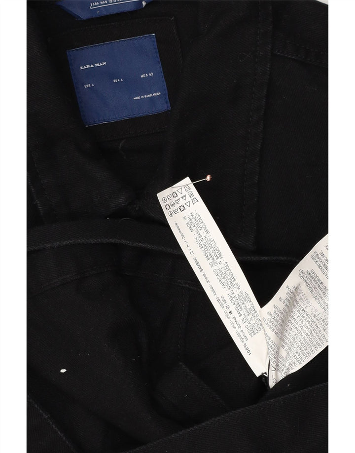 Мужская джинсовая куртка Zara UK 40, большая черная, хлопок