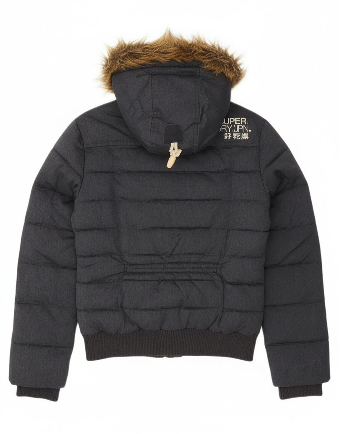 Женская утепленная куртка с капюшоном Superdry UK 10, маленький серый полиэстер